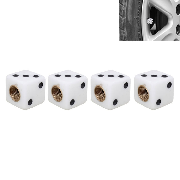 Universal 8mm Dice Style Plastic Car Tire Valve Caps, Pack of 4