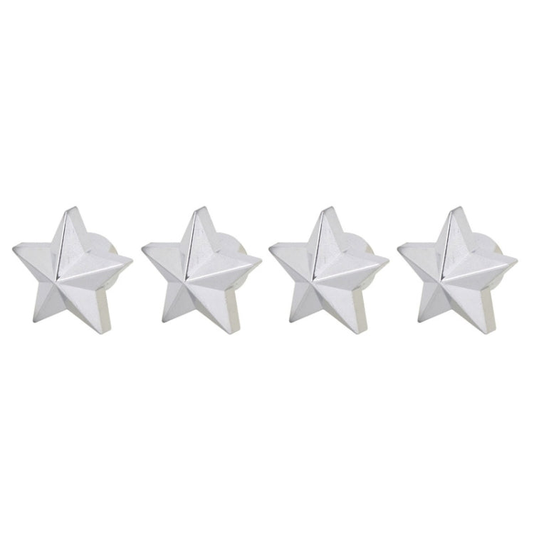 Universal 8mm Five-Pointed Star Style Plastic Car Tire Valve Caps, Pack of 4(Silver)