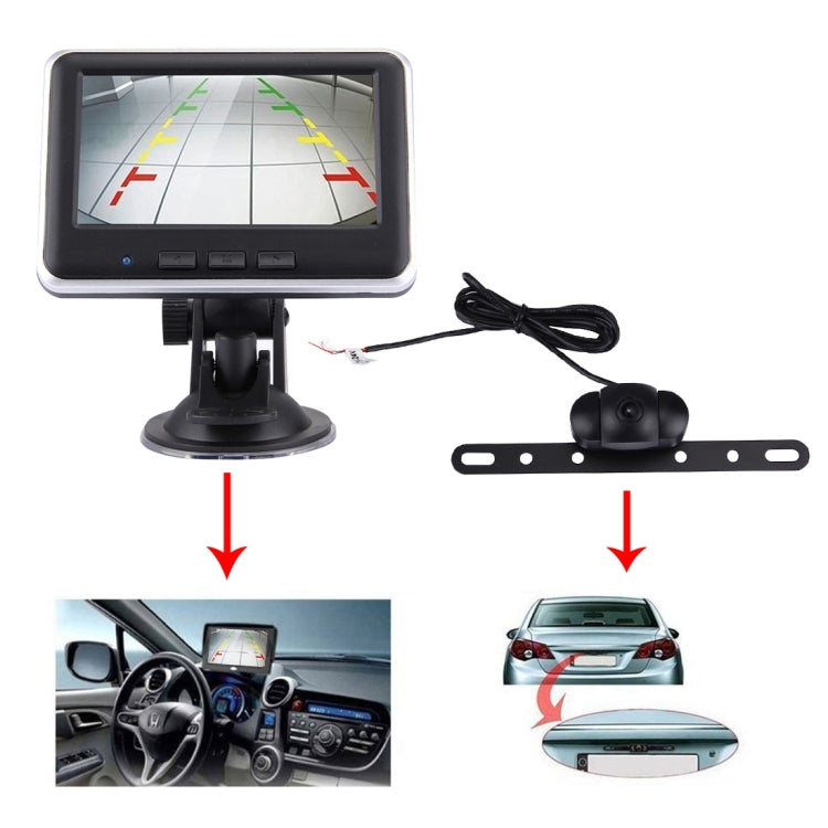 2.4GHz Wireless 4.3 inch TFT Car Rearview Monitor Day / Night Camera System Kit(Black)