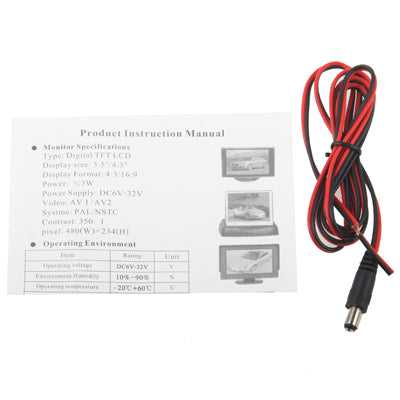 4.3 inch Car Rearview LCD Monitor with Stand & Sun Shade, 2 Channels AV Input(Black)