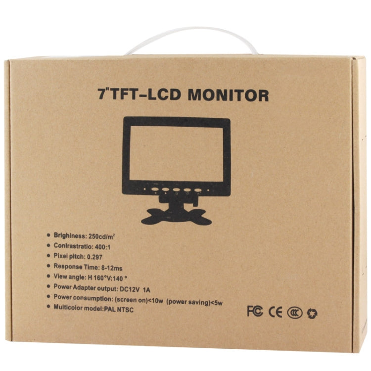 7.0 inch Car Rearview LCD Monitor with Stand, 2 Channels AV Input