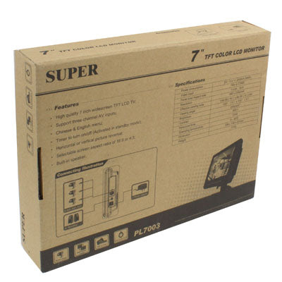 7.0 inch TFT LCD Widescreen Car Monitor with Stand, Support 3 Channels AV Input(Black)