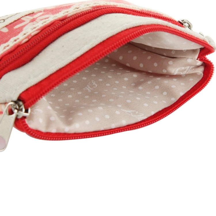 Six Leaves Grass Pattern Cloth Carrying Bag with Lace & Wrist Strap, Size: 12cm x 8cm