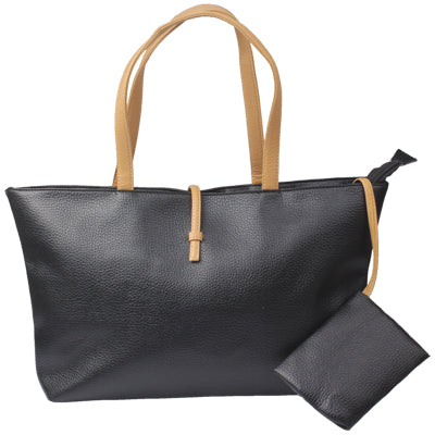 Retro Streets Style Temperament Female PU Leather Bag with Small Wallet(Black)