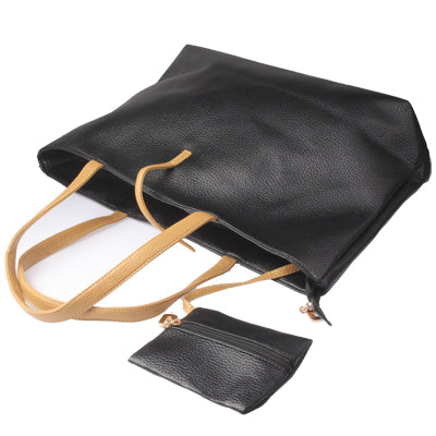 Retro Streets Style Temperament Female PU Leather Bag with Small Wallet(Black)