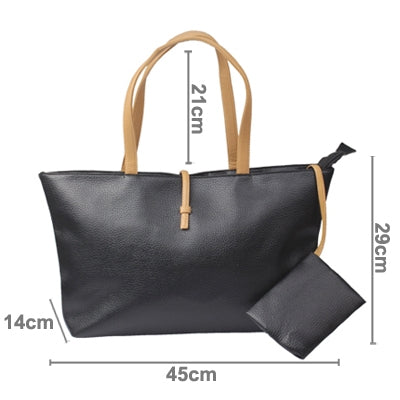 Retro Streets Style Temperament Female PU Leather Bag with Small Wallet(Black)