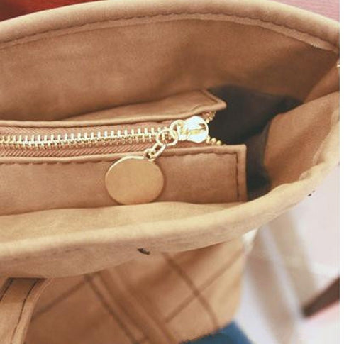 High Quality Diamond Matte PU Leather Tote Bag(Brown)