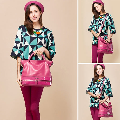 Stylish Genuine Leather Handbag / Single-shoulder Bag (Magenta)