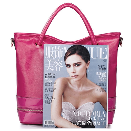 Stylish Genuine Leather Handbag / Single-shoulder Bag (Magenta)