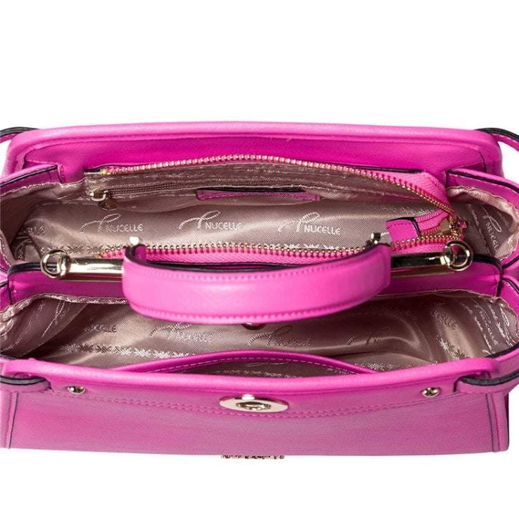 NUCELLE Fashionable Bright Color Split Leather Little Cat Handbag(Magenta)