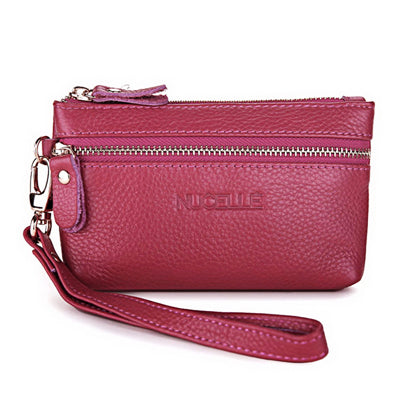Leather Bling Continental Clutch Wallet Women Purse(Magenta)