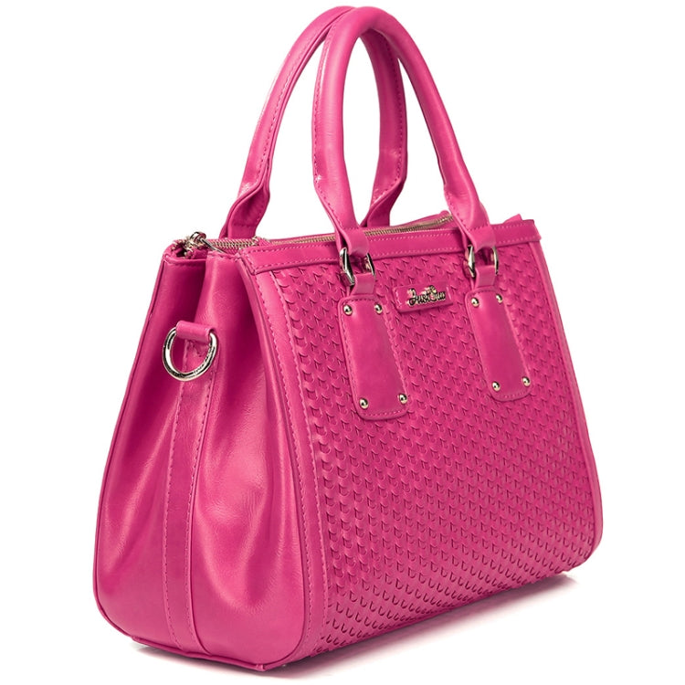 Stylish Weaving Pattern PU Leather Dual-use Bag(Magenta)
