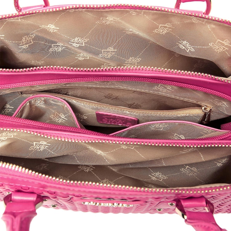 Stylish Weaving Pattern PU Leather Dual-use Bag(Magenta)