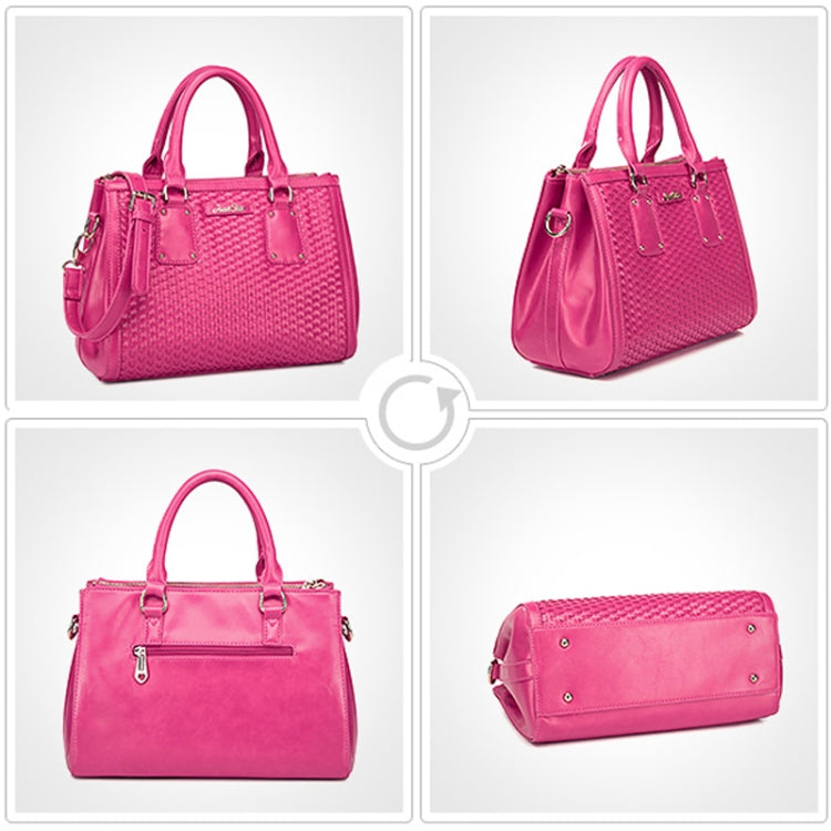 Stylish Weaving Pattern PU Leather Dual-use Bag(Magenta)