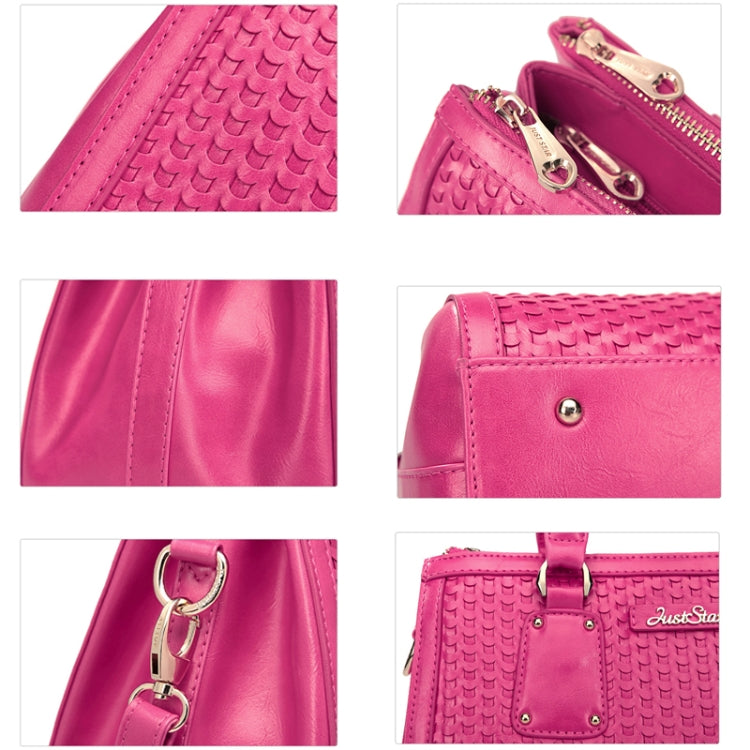 Stylish Weaving Pattern PU Leather Dual-use Bag(Magenta)