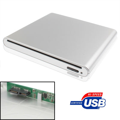 USB 2.0 External 12.7mm CD/DVD SATA Port Inhaled Drive Box,Silver(Silver)