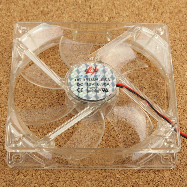 120mm 4-pin Transparent Cooling Fan with Dual Connectors, Built in Blue 4 LED Light (12025 4-pin)