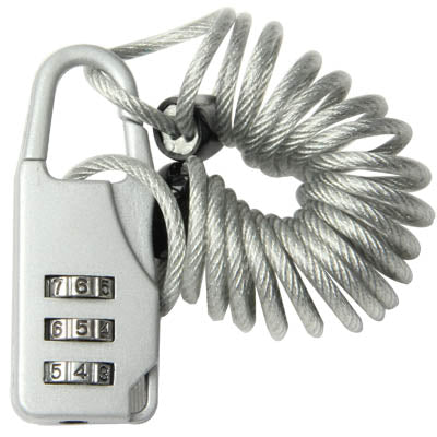 3-Digit Resettable Combination Padlock Set With a Wire Rope(Silver)