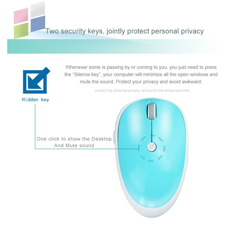 Yaling Privacy Security 2.4GHz Wireless 1600DPI Optical Mouse with Embedded USB Receiver, Support A Key Lock Screen(Blue)