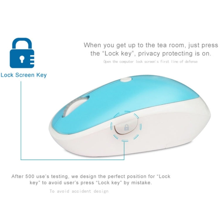 Yaling Privacy Security 2.4GHz Wireless 1600DPI Optical Mouse with Embedded USB Receiver, Support A Key Lock Screen(Blue)