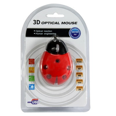 Beetle Style USB 3D Optical Mouse (Red)