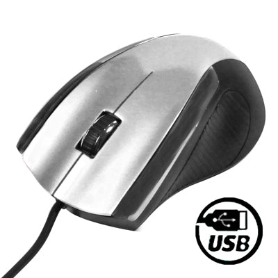 USB Optical Mouse, Plug and Play (Silver)