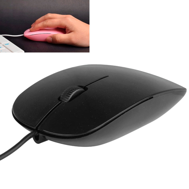High Quality Wired Ultra-thin 1200DPI Optical Mouse, Plug and Play(Black)