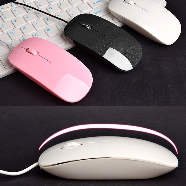 High Quality Wired Ultra-thin 1200DPI Optical Mouse, Plug and Play(Black)