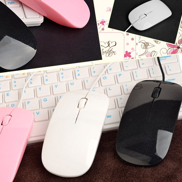 High Quality Wired Ultra-thin 1200DPI Optical Mouse, Plug and Play(Black)