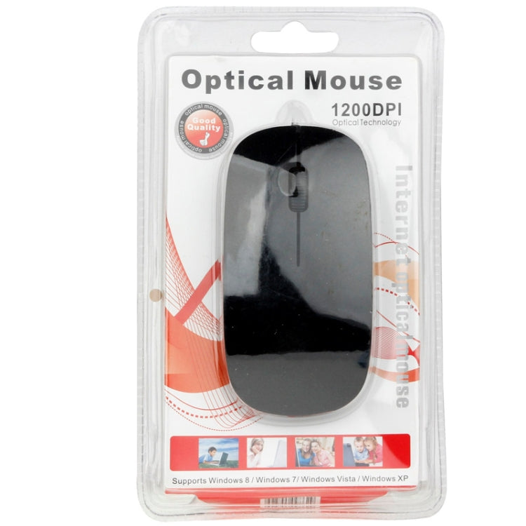 High Quality Wired Ultra-thin 1200DPI Optical Mouse, Plug and Play(Black)