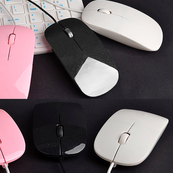 High Quality Wired Ultra-thin 1200DPI Optical Mouse, Plug and Play(Black)