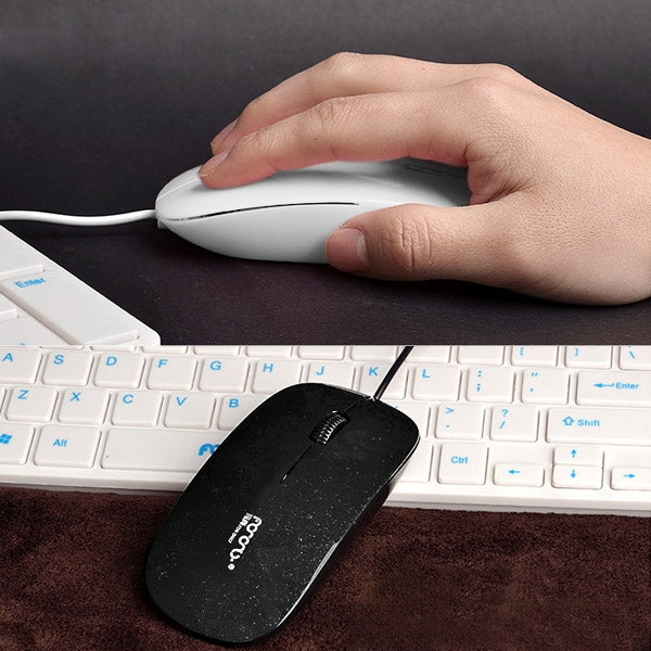 High Quality Wired Ultra-thin 1200DPI Optical Mouse, Plug and Play(Black)