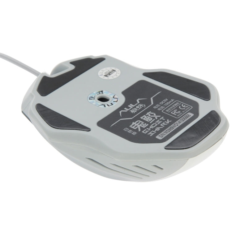 Aula Series Ghost Shark USB Optical 7D Competitive Game Wired Mouse, Maximum Resolution of 2500 DPI(White)