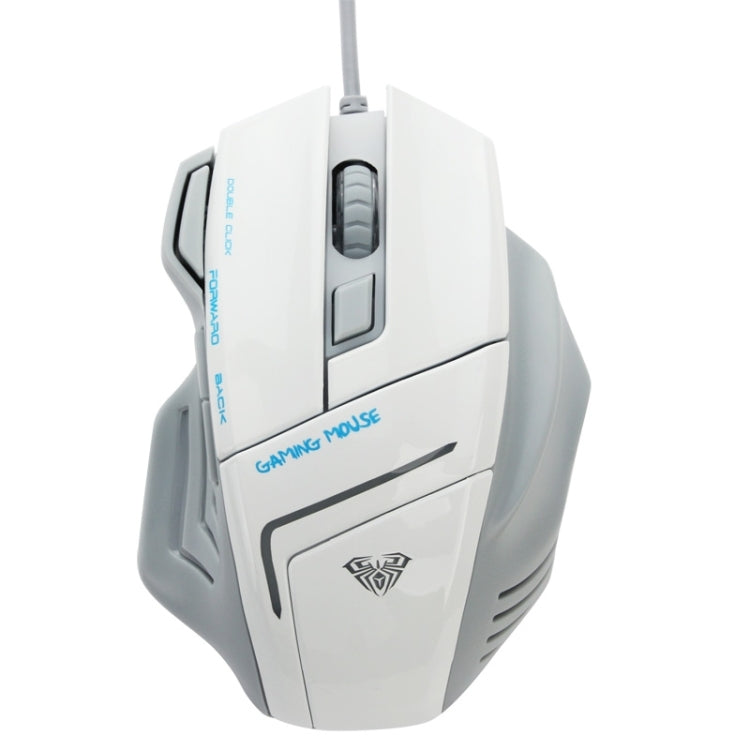 Aula Series Ghost Shark USB Optical 7D Competitive Game Wired Mouse, Maximum Resolution of 2500 DPI(White)