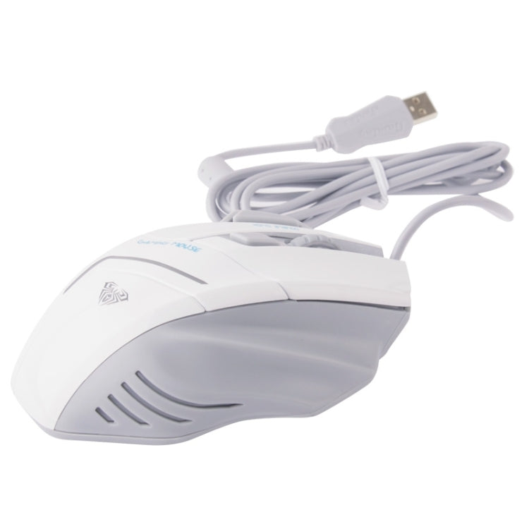 Aula Series Ghost Shark USB Optical 7D Competitive Game Wired Mouse, Maximum Resolution of 2500 DPI(White)