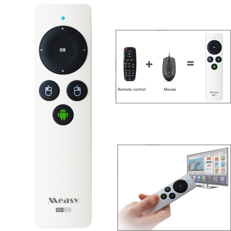 Measy RC9 Gyroscope Mini Air Mouse 2.4G RF Wireless for Android TV Box PC(White)