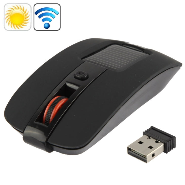 Solar Power 2.4GHz DPI Wireless Optical Mouse with USB Receiver(Black)