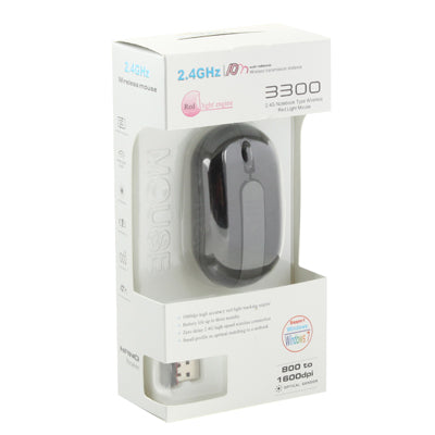 2.4GHz Wireless Mini Optical Mouse with USB Mini Receiver, Plug and Play, Working Distance up to 10 Meters (Black)