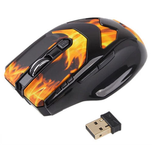 2.4GHz Wireless Flame Pattern 6D Game Mouse with USB Mini Receiver, Plug and Play