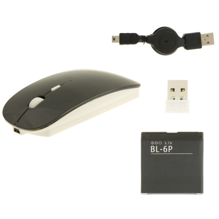 2.4GHz DPI 4D Wireless Optical Mouse with USB Mini Receiver & USB Retractable Cable, Working Distance: 10m