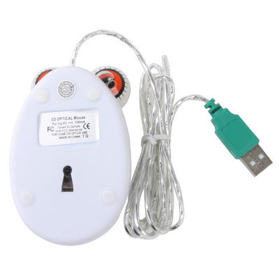 Frog Style 800DPI 3D Cartoon USB Optical Mouse(White)