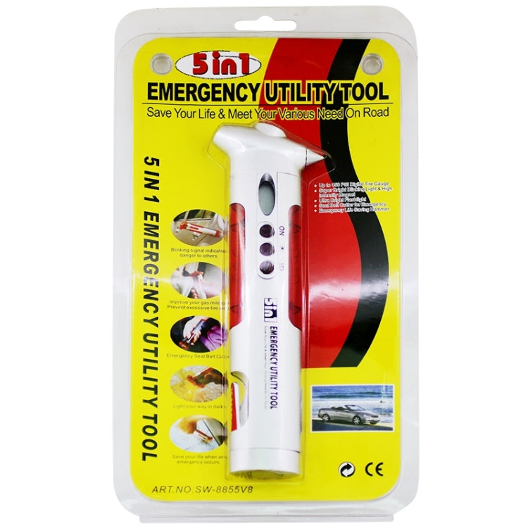 5 in 1 150PSI Digital Tyre Pressure Gauge Tester Emergency Utility Tool