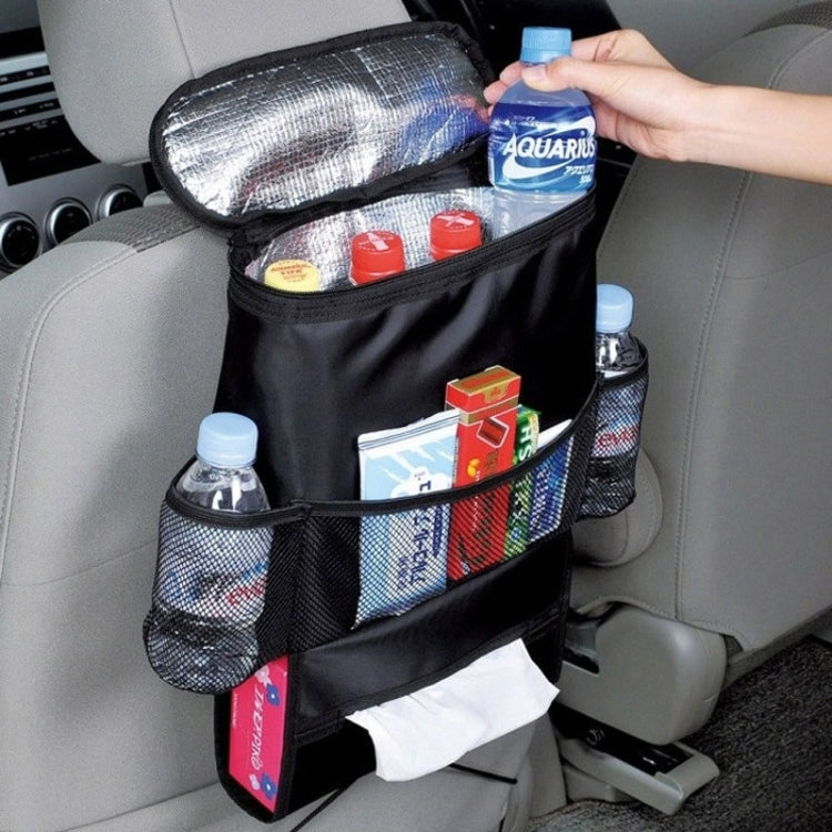 Multi-Pocket Insulation Cold Car Seat Back Storage Bag(Black)
