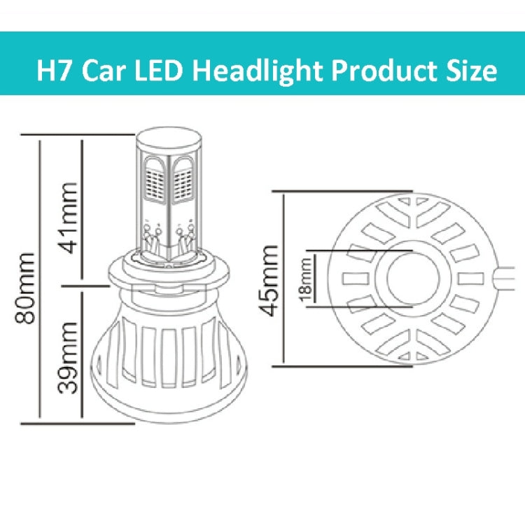 2 PCS H7-5HL-40W 4000lm / 6000K Car LED Headlight, White Light, DC 9-36V