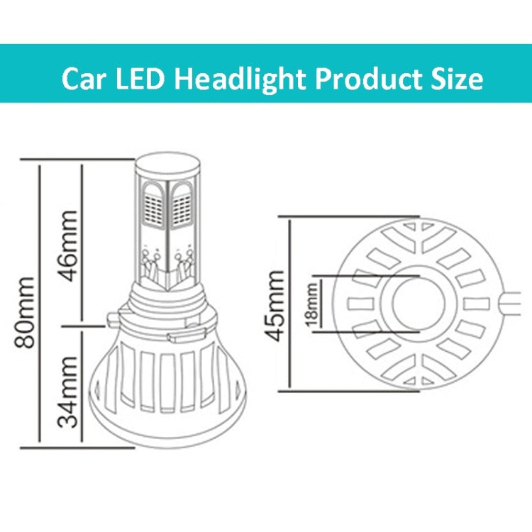 2 PCS 9005-5HL-40W 4000lm / 6000K Car LED Headlight, White Light, DC 9-36V