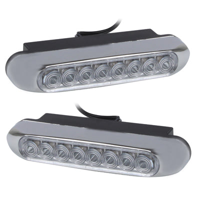 Universal White 8 LED Day Driving Lights for Car (DC 12V)