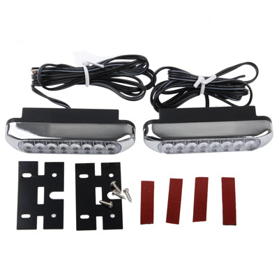 Universal White 8 LED Day Driving Lights for Car (DC 12V)