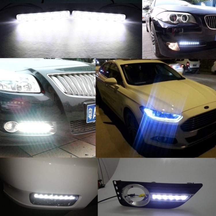 2 PCS Universal White 8 LED Daytime Running Light Kit for Car