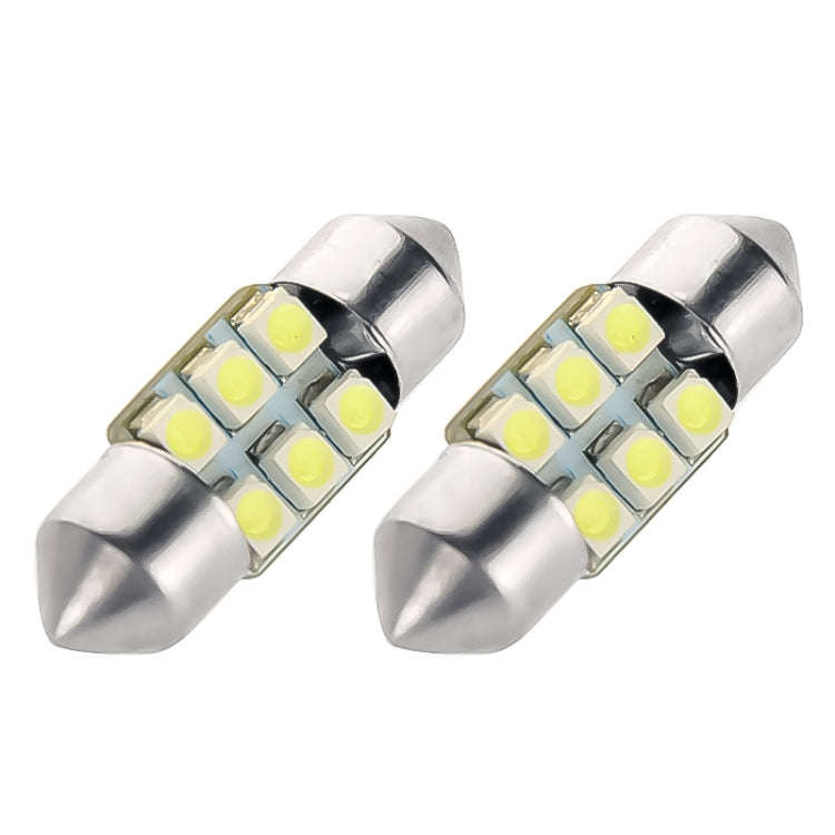 1 Pair 31mm White 6 LED Reading Light Car Bulb(White Light)