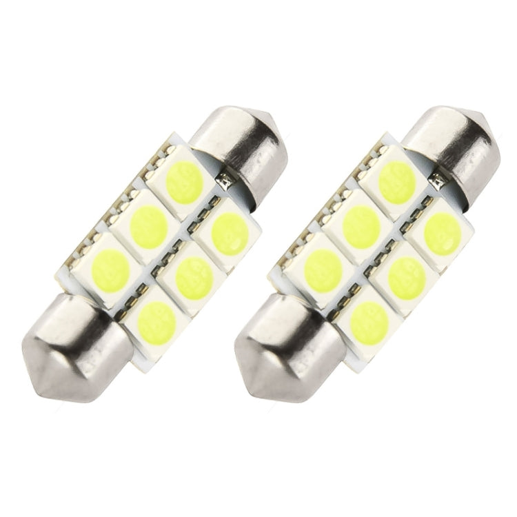 1 Pair 36mm White 6 LED 5050 SMD Car Bulb Reading Light